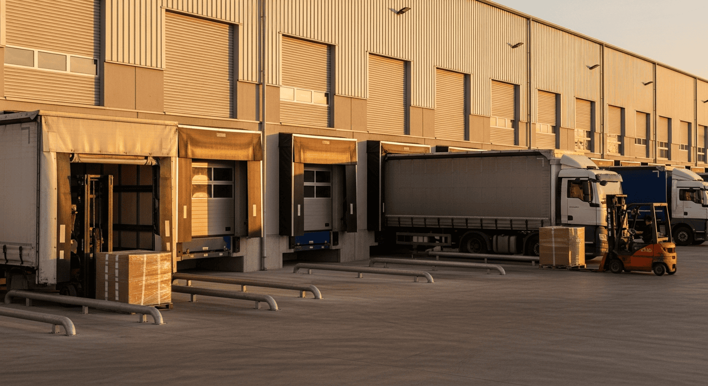 Multi-bay loading docks with levelers and shelters