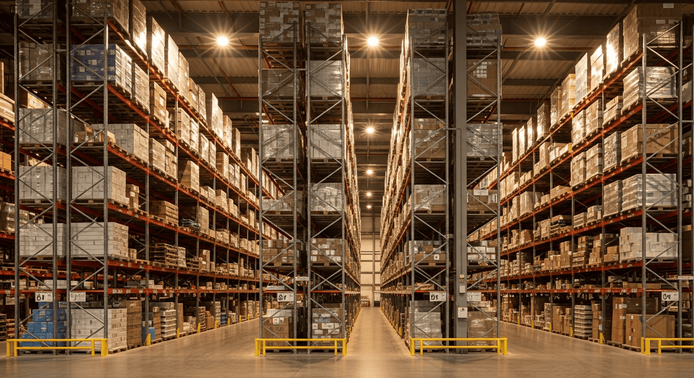 High-bay selective pallet racking system